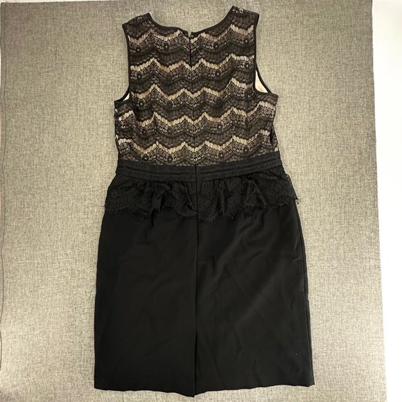 Ann Taylor LOFT‎ Evening Dress Sleeveless Round Neck Lace Detail Size 10 Black - Picture 10 of 13